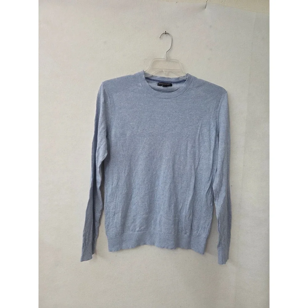Banana Republic Sweater Men Medium Blue Silk Linen Crewneck Pastel Preppy Beach